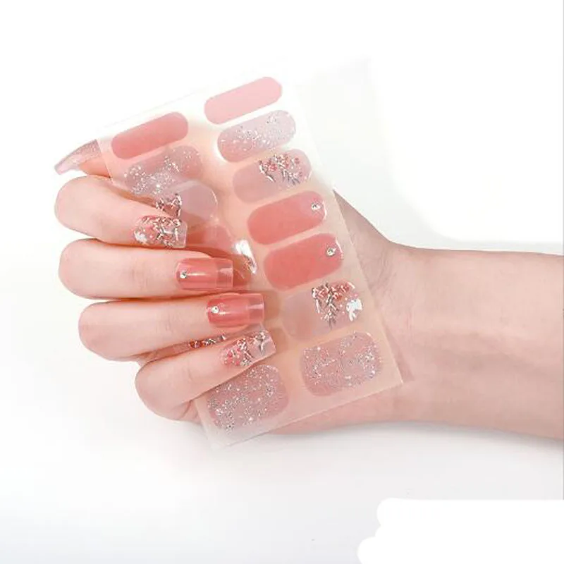 5D Diamond Nail Stickers Nail Polish Wraps Nail Sliders Decals Full Cover Adhesive Fake Nail Patch Tips uñas postizas ofertas