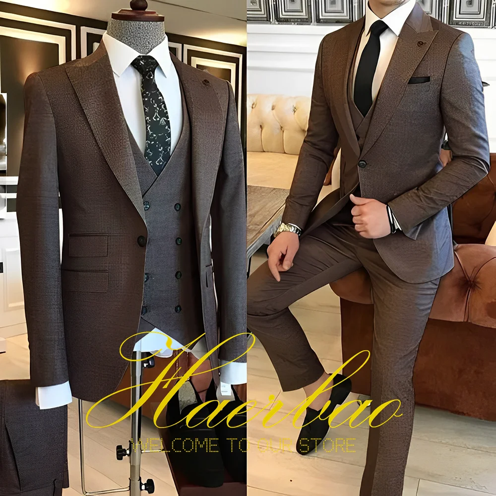 Navy Blue Men's Suit Business Workwear Formal Party Tuxedo Groom Wedding (Jacket Vest Pants) 3-piece Set 2023 Customized