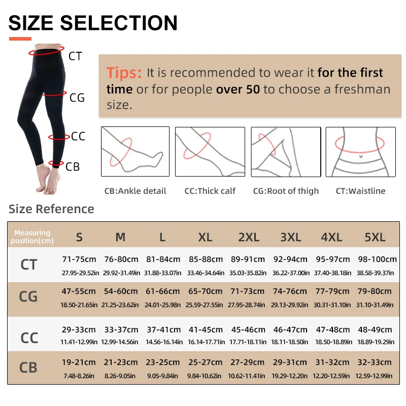 Medical Women 34-46mmHg Compression Pantyhose Women Footless Varicose Vein Compression Tenths Pants Stocking Plus Size