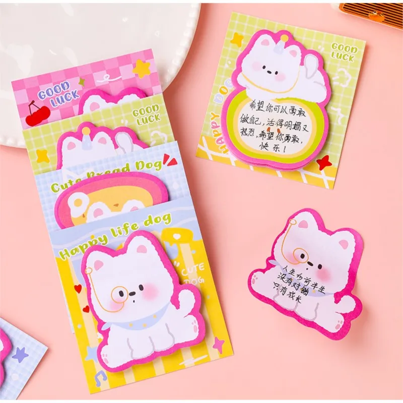 

30 листов кавайных липких заметок для песиков, самоклеящийся блокнот с милой собакой, блокнот для сообщений, школьный офис, книга для заметок N раз