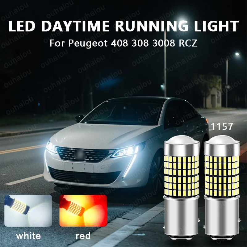

For Peugeot 408 308 3008 RCZ LED Daytime Running Light Bulb Lamp P21W BA15S 1156 white red yellow