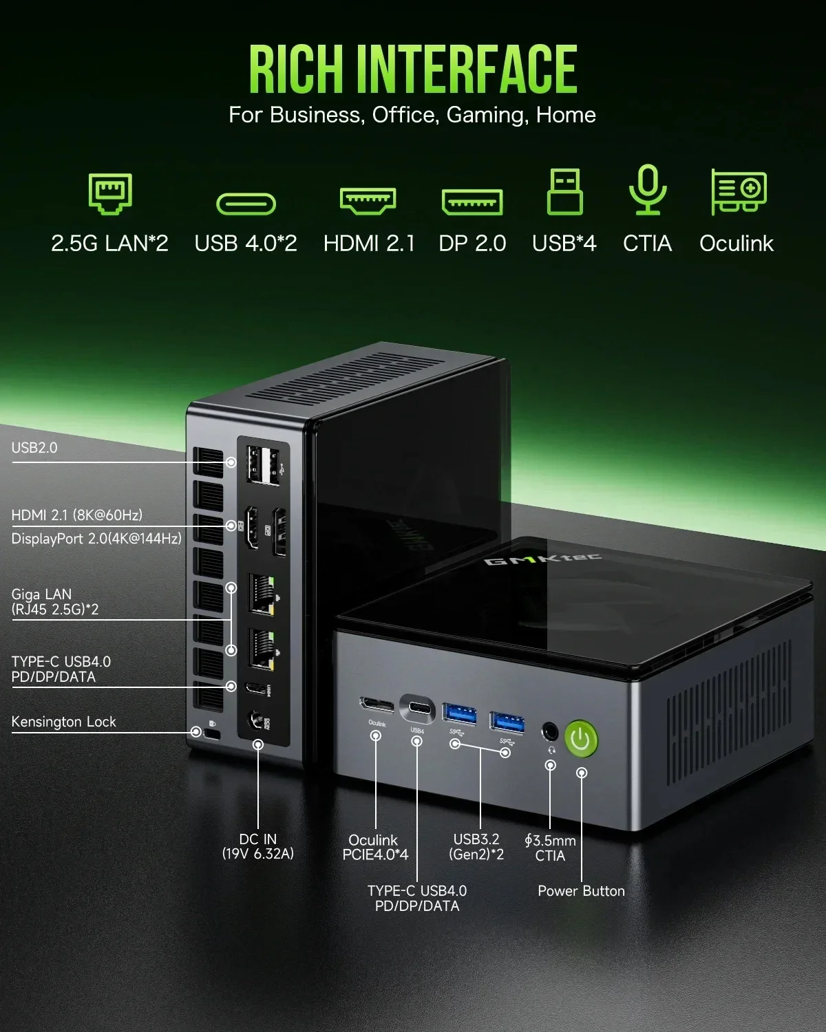 GMKtec M7 Ryzen 7 Pro DDR5 6850H Dual Fan Windows 11 Pro WiFi6 BT5.2 PCIE 3.0 M.2 2280 SSD 2*2.5G Lan Desktop Gamer Computer