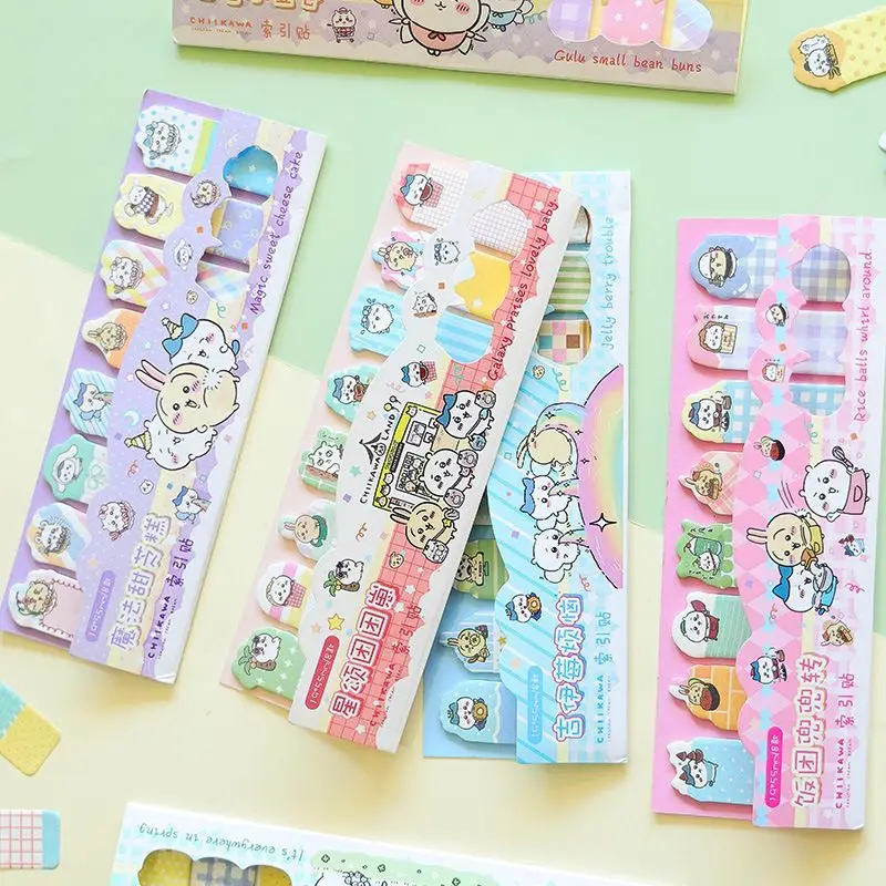 Anime Chiikawa Index Sticky Notes Writeable Adhesive Memo Pads Notepaper Removable Jotters Office School Kawaii Hachiware Usagi