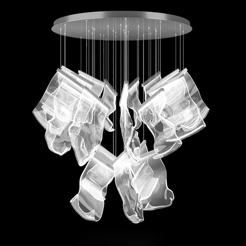 LED Postmodern Black Love Paper Acryl Chandelier Lighting Lustre Suspension Luminaire Lampen For Dinning Room