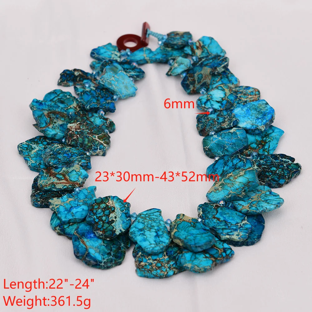 G-G 22'' 2 Rows Mix Color Blue Sea Sediment Imperial Jasper Crystal Necklace Handmade For Women