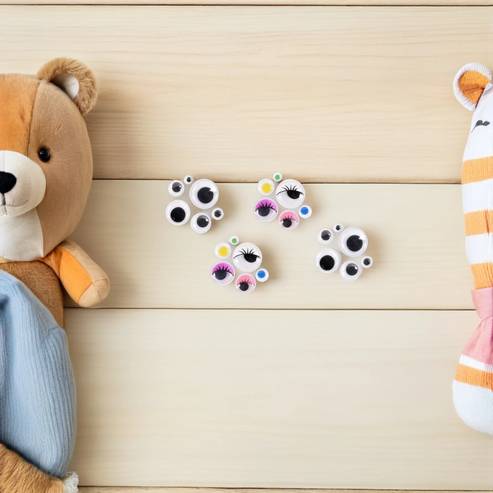 750개 셀프 접착식 웨글 아이즈 다양한 색상 및 크기 6 8 10 12 15 18mm DIY 공예용 웨글 아이즈