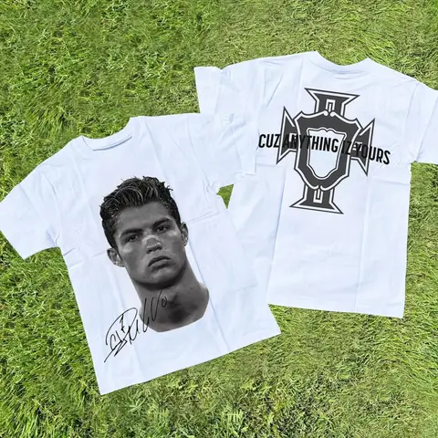 Hot Sale Tide Brand Cristiano Ronaldo Football Superstar Portrait Printed Tee Men Women Cotton Loose Casual Short Sleeve Tshirt
