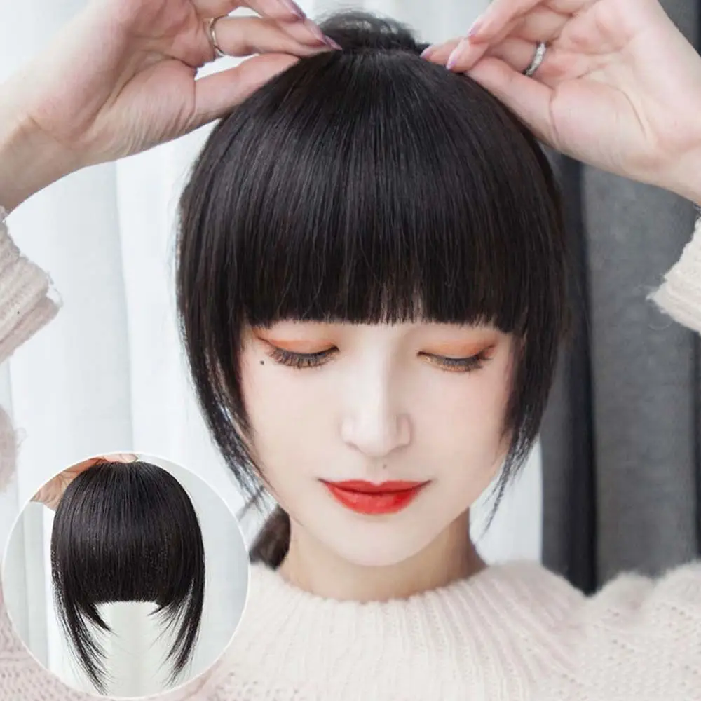 Women Fake Bangs Synthetic Natural Thicken Hair Bangs Hairpiece Hair Extension Clip Short Fake Fringe Overhead Bang