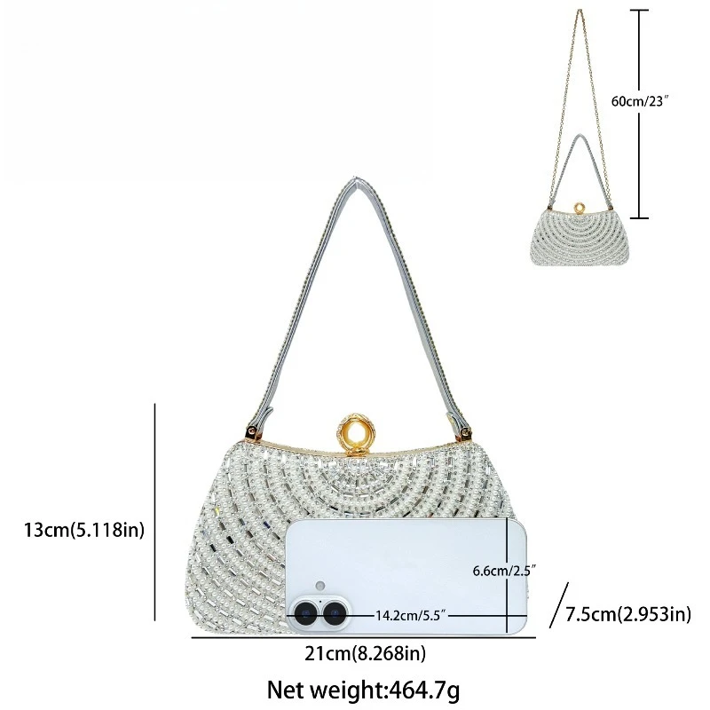 Модная женская сумка с жемчугом и бриллиантами, легкая роскошная вечерняя сумка через плечо в винтажном стиле