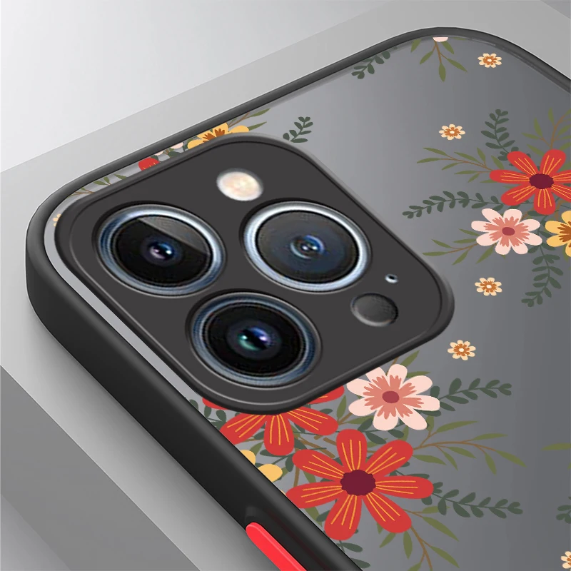 Custodia magnetica per iPhone 13 Mini 11 15 14 12 16 Pro Max 17 Air XR XS X SE 7 8 Plus per Magsafe Cover trasparente con fiori opachi