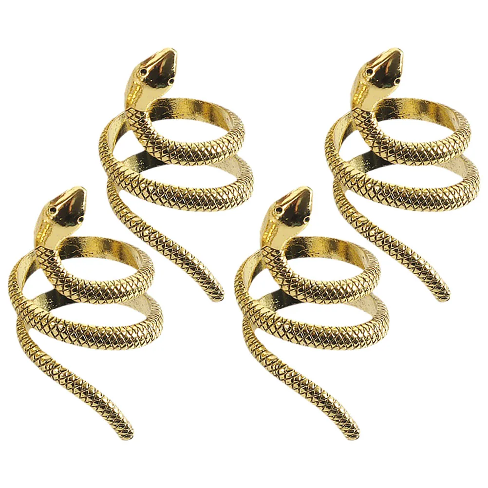 

4 Pcs Snake Napkin Ring Elegant Beaded Rings European and American Decorative Holders Zinc Alloy Metal