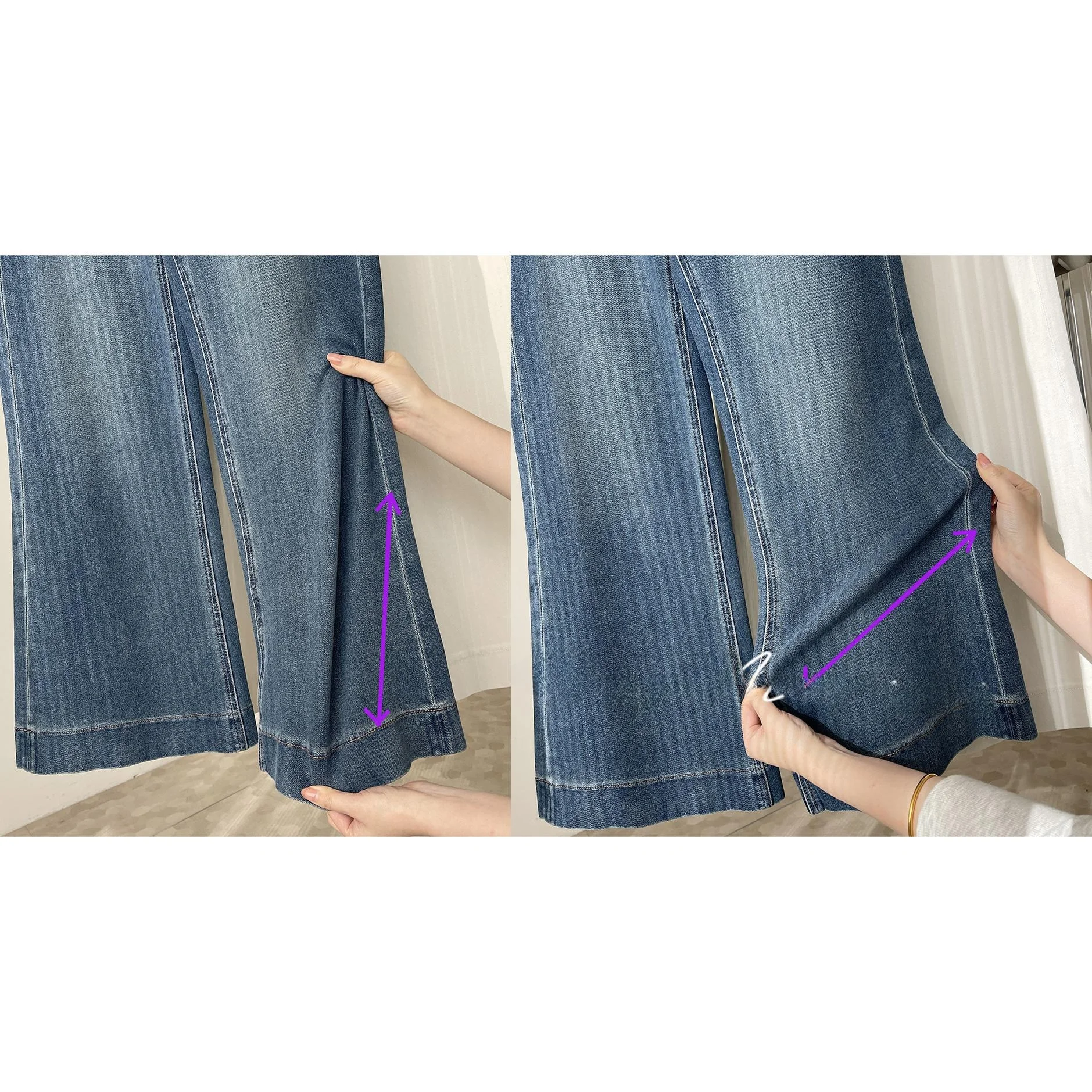 슬림핏 출퇴근용 하이웨이스트 스트레치 마이크로 플레어 진 YKK 지퍼 360 °   4면 스트레치 여성용 겨울 데님