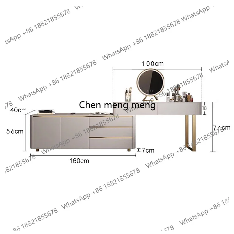 RR Minimalist Modern Dressing Table Luxury Multifunctional Wood Storage Dressing Table Mirror Drawer Mueble Dormitorio Furniture