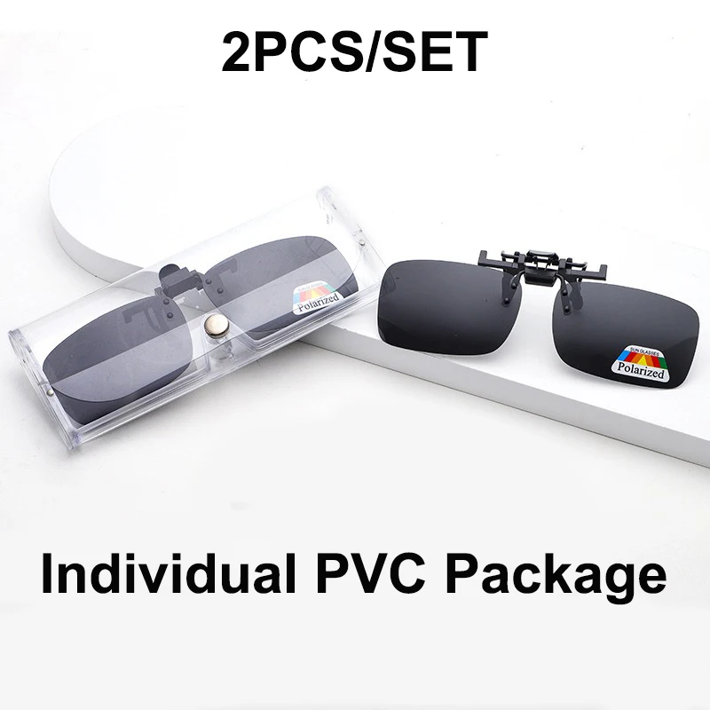 Polarized Clip Sunglasses 2Pcs Set Myopia Glasses Clip Driver Fishing Night Vision Myopia Clipon Sun Shading Eyeglasses