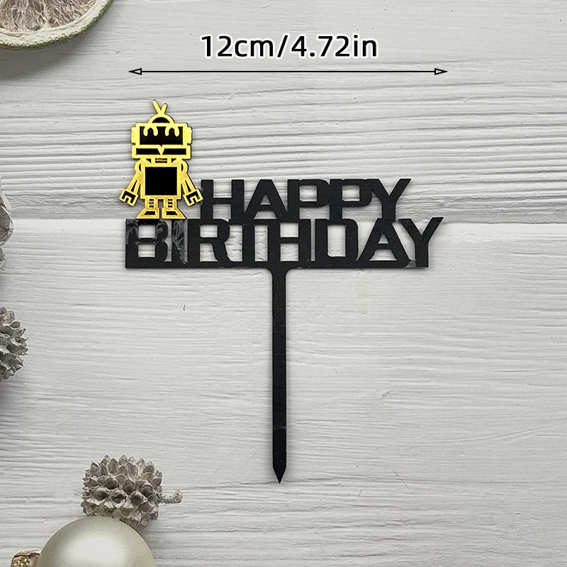 Einfacher Tortenaufsatz „Alles Gute zum Geburtstag“, Silber, Rosa, Gold, Acryl, für Kinder, Babyparty, Party, Dessert, Kuchendekoration, Geschenkzubehör – Detail 10