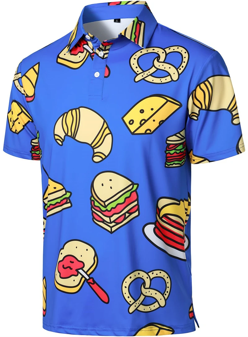 Sushi Burger Food 3D Printed Mens Polo Tshirt Casual Lapel Collar Short Sleeve Tee Men's Clothing New Button Polo Shirt Tops