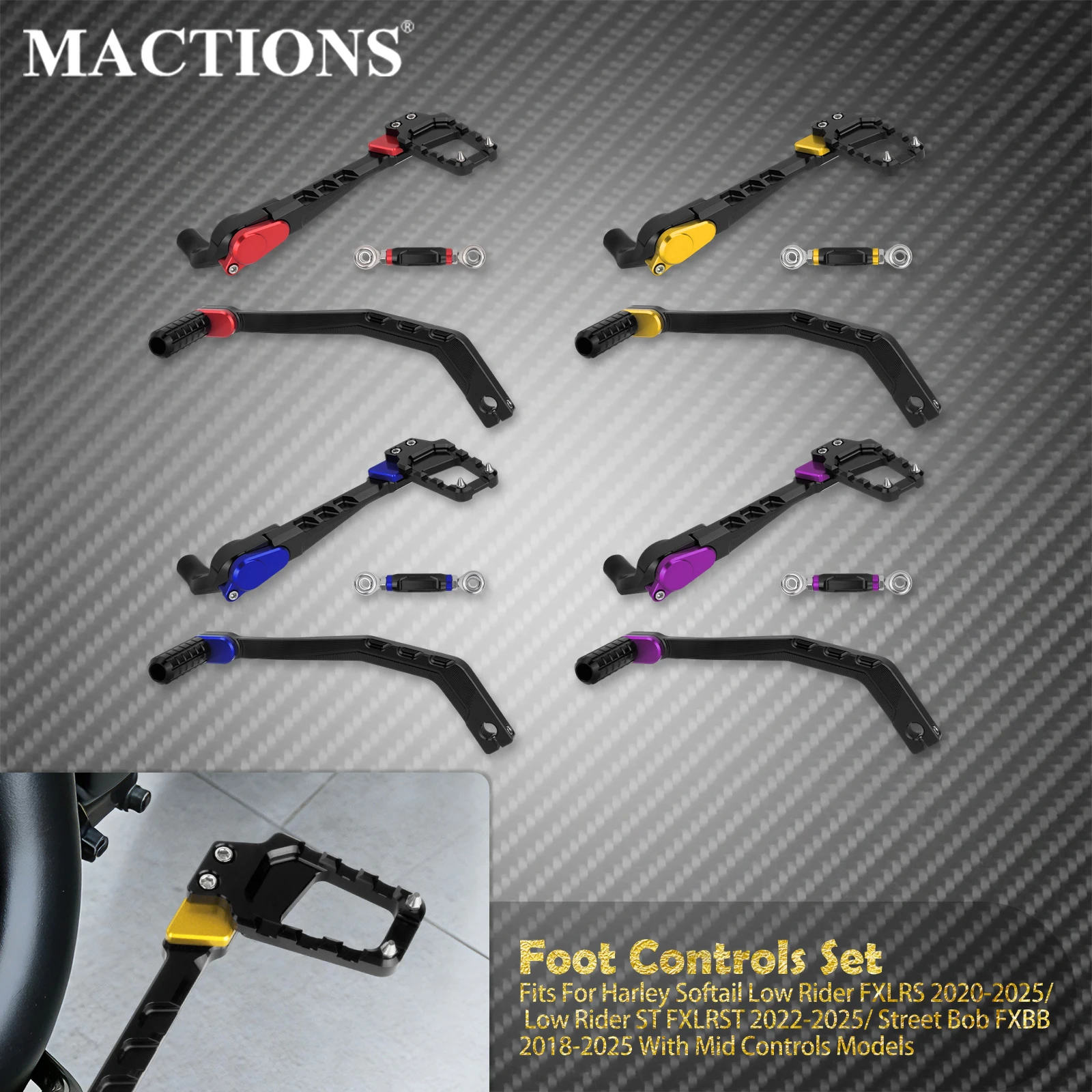 

Motorcycle Foot Controls Brake Arm Kit Shift Linkage Rod Lever Pedal Set For Harley Softail Low Rider 2020-2025 Street Bob FXBB