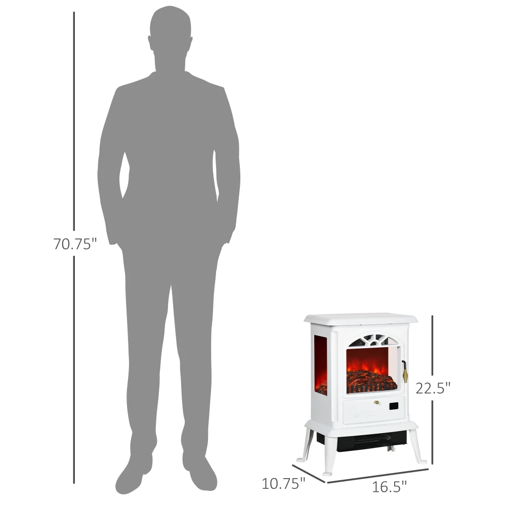 Fogão elétrico infravermelho de 23 ", aquecedor autônomo com chama de tronco realista, temperatura ajustável, temporizador