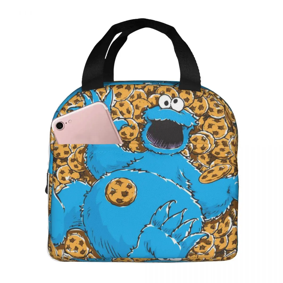 Cookie Monster Lunch Bags Insulated Bento Box Portable Lunch Tote Resuable Picnic Bags Cooler Thermal Bag for Woman Kids School