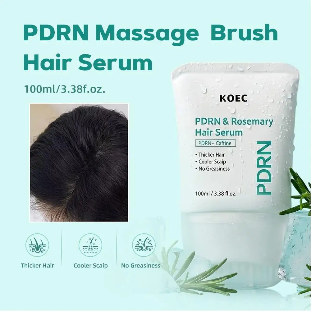 Reduce Hair Loss Lightweight Cooling Scalp Care Serum KOEC PDRN Rosemary Hair Care Serum Built In Massage Comb Hair Essence