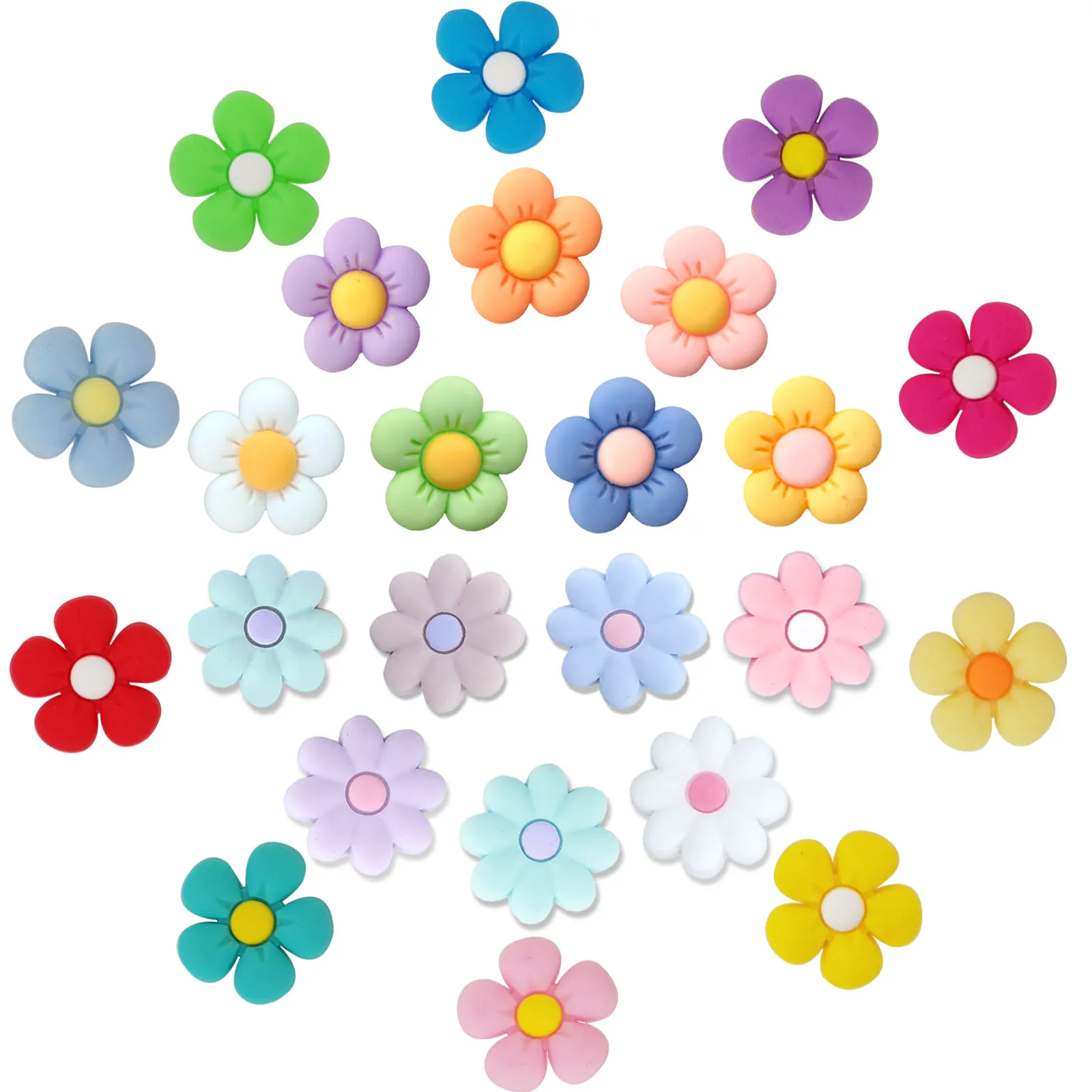 24 Stück Blumen-Serie Schuhanhänger für Sandalen, Strandtaschen, PVC-Schuhdekorationen, Zubehör, DIY-Charms, Premium-Qualität