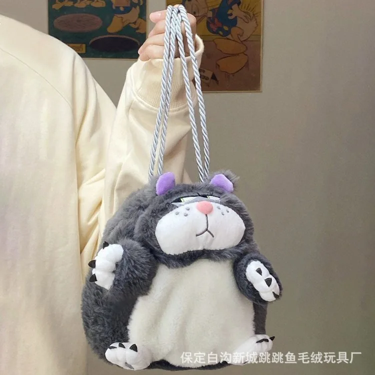 Kawaii Disney Anime Hobby Lucifered Cat Plush Drawstring Organizer Ladies On The Go Cosmetic Bag Birthday Present