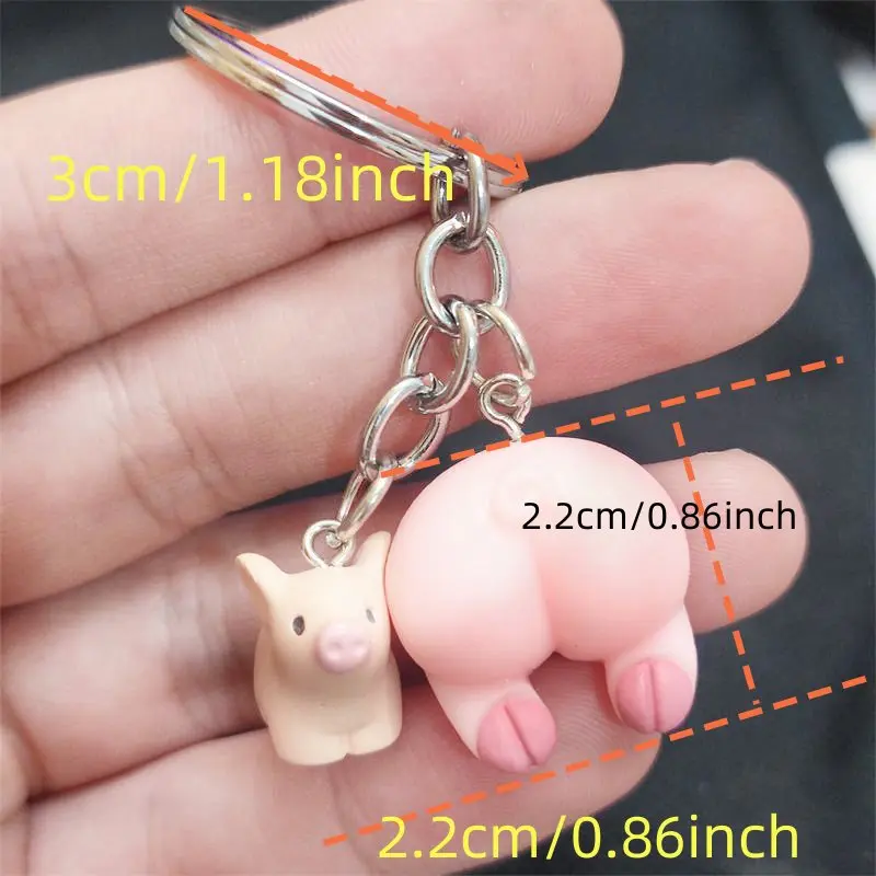 Cute Pig Butt Keychain 1pc - Polyresin Piglet Keyring, Animal Charm for Bags and Purses, Fun Gift for Friends and Colleagues