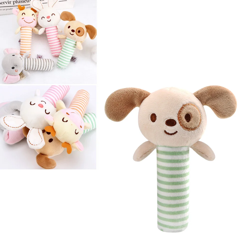 1Pcs Baby Handbell Cartoon Animal Soft Infant Appease Bed Hanging Bell Educational Rattle for 0-3 Years Old Development