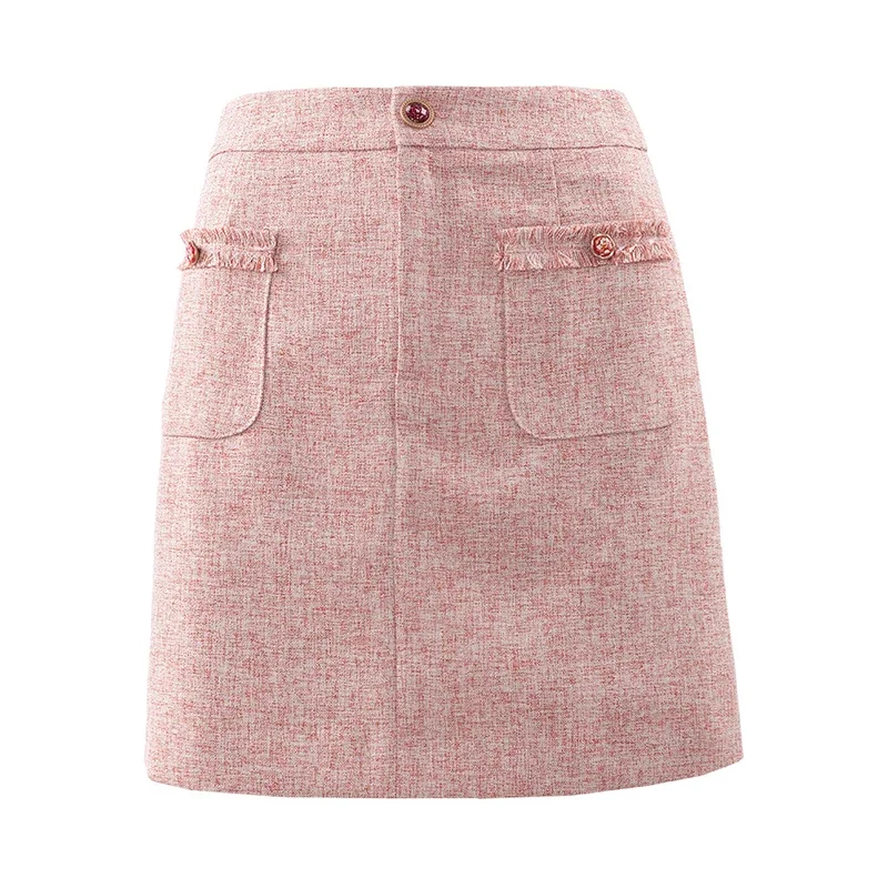 OLrain Womens A-line Short Skirt Autumn 2025 New Sweet Cute Slim High Waist Elegant Pockets Mini Skirt Female Clothes 20CQB28331