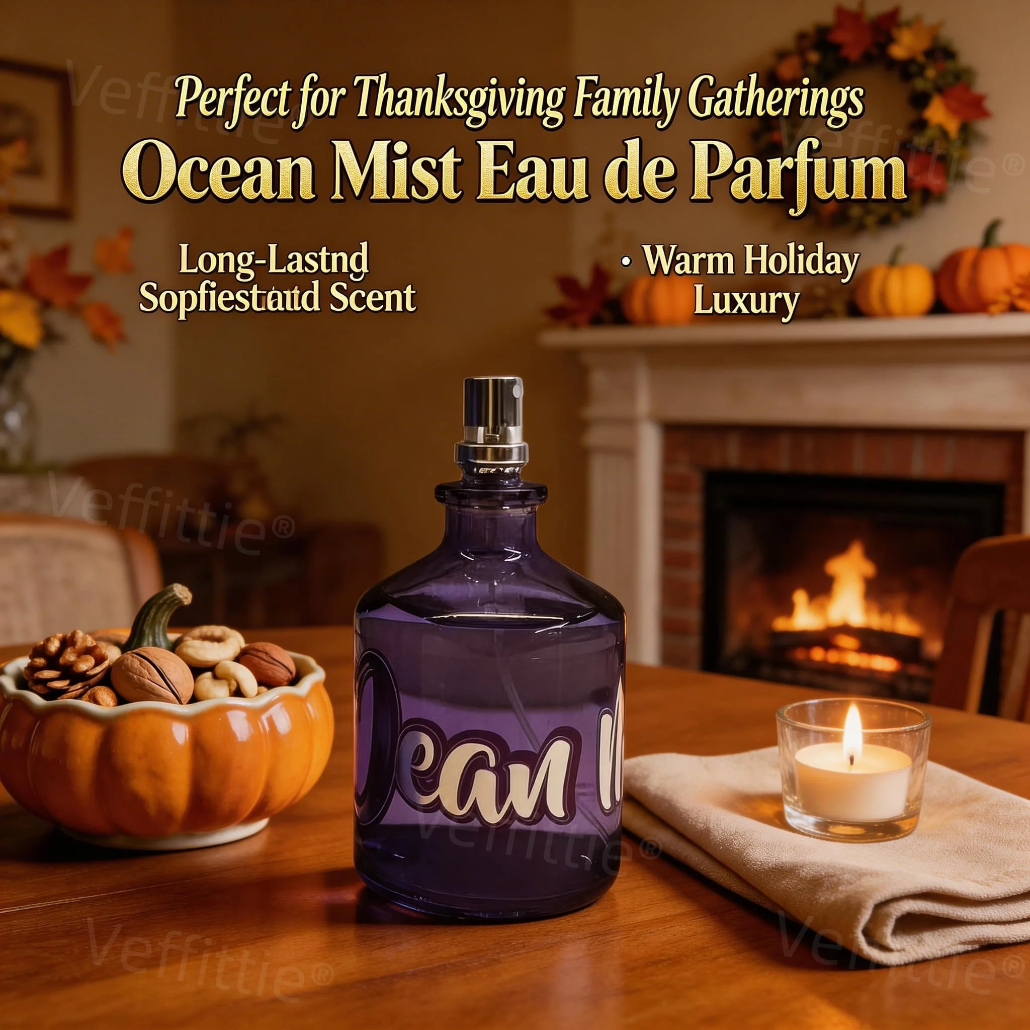 

Festive Holiday Bluebell Pear Fragrance, warm fruity woody scent, sandalwood cedar base, all-day fresh for holiday gatherings