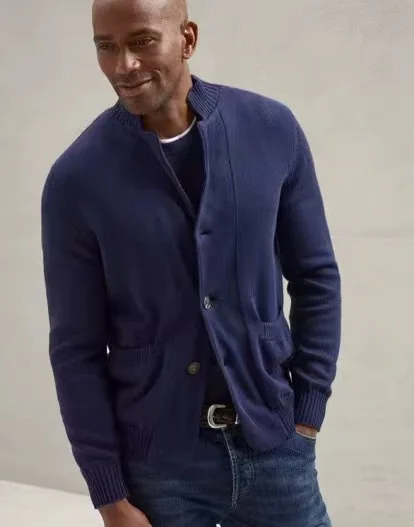 

New Faion V-Ne Knitted Open Cardigan Men's Busin Casual Color Long Sve Sweater Autumn Winter New Arrival