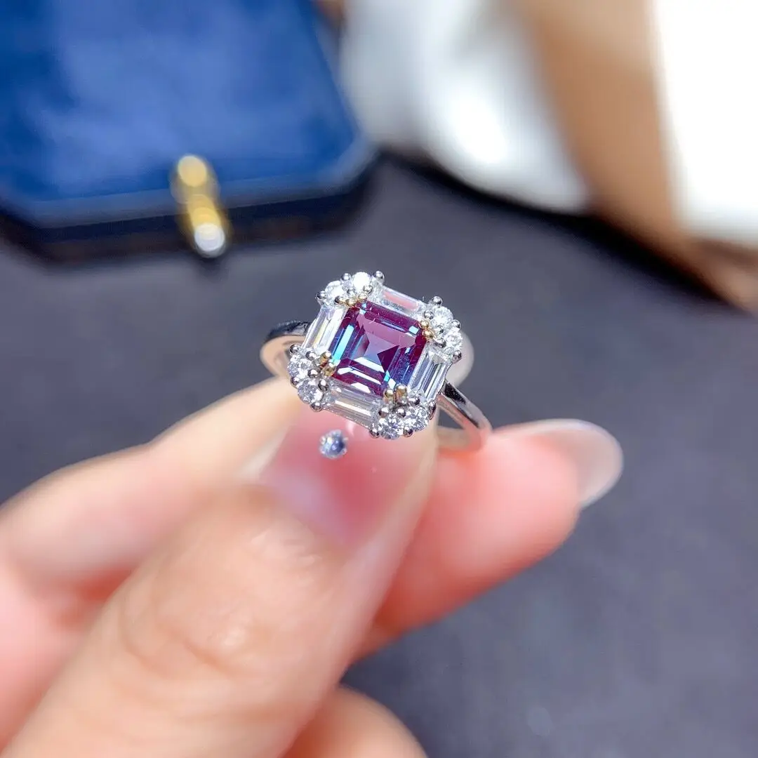 Sterling Silver 925 Rings For Women natural Alexandrite Ring Pendant Party Cocktail luxury jewelry designers