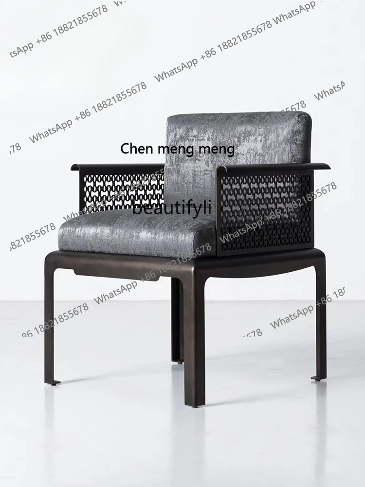 

New Chinese Style Table-Chair Set Couch Villa Club Conference Chair Designer High-End Custom Metal Armchair furniture
