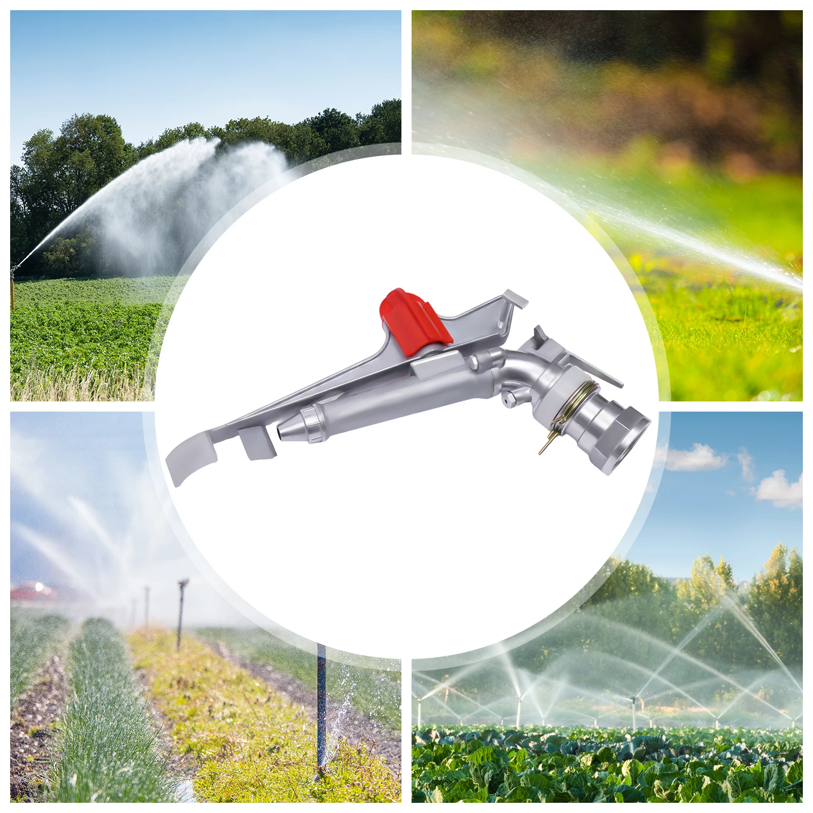 Tripod Sprinkler, Zinc Alloy, 65-80m Radius, 360° Watering, Adjustable Rotation Speed, High Efficiency for Large Garden and