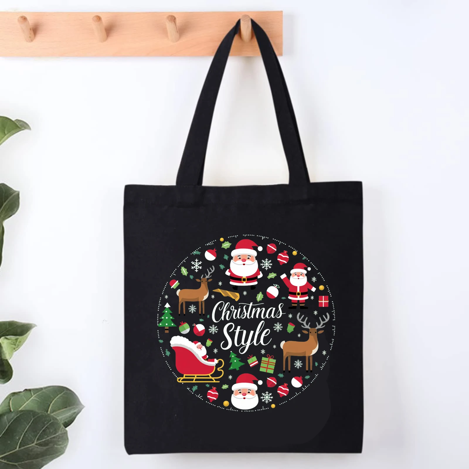 Shopper Handbag Canvas Bag Shoulder Bags Christmas Shoper Bags for Women Reusable Shopping Bag Ecobag Sacs De Courses Cloth Tote