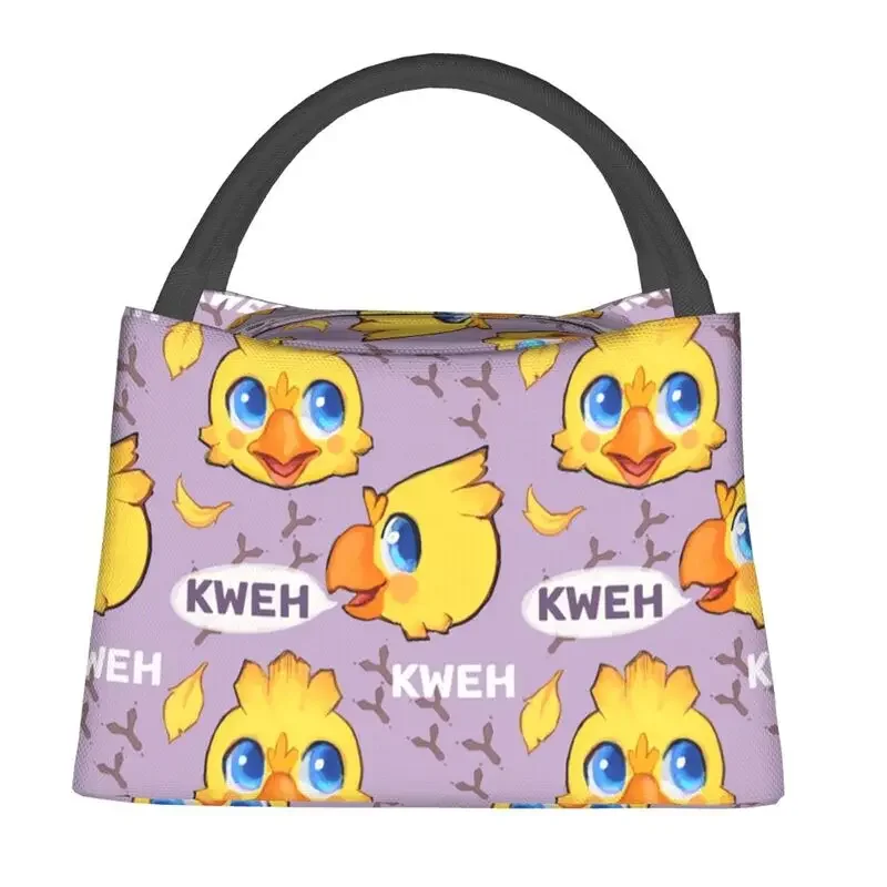 Cute Chocobo Design Final Fantasy Thermal Insulated Lunch Bag Women Resuable  Tote for Outdoor Picnic Storage Meal Food Box