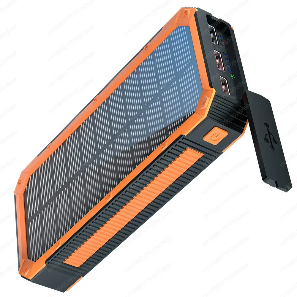 Waterproof solar mobile power supply, PD fast charging 30000 mAh mountaineering lighting wireless power bank