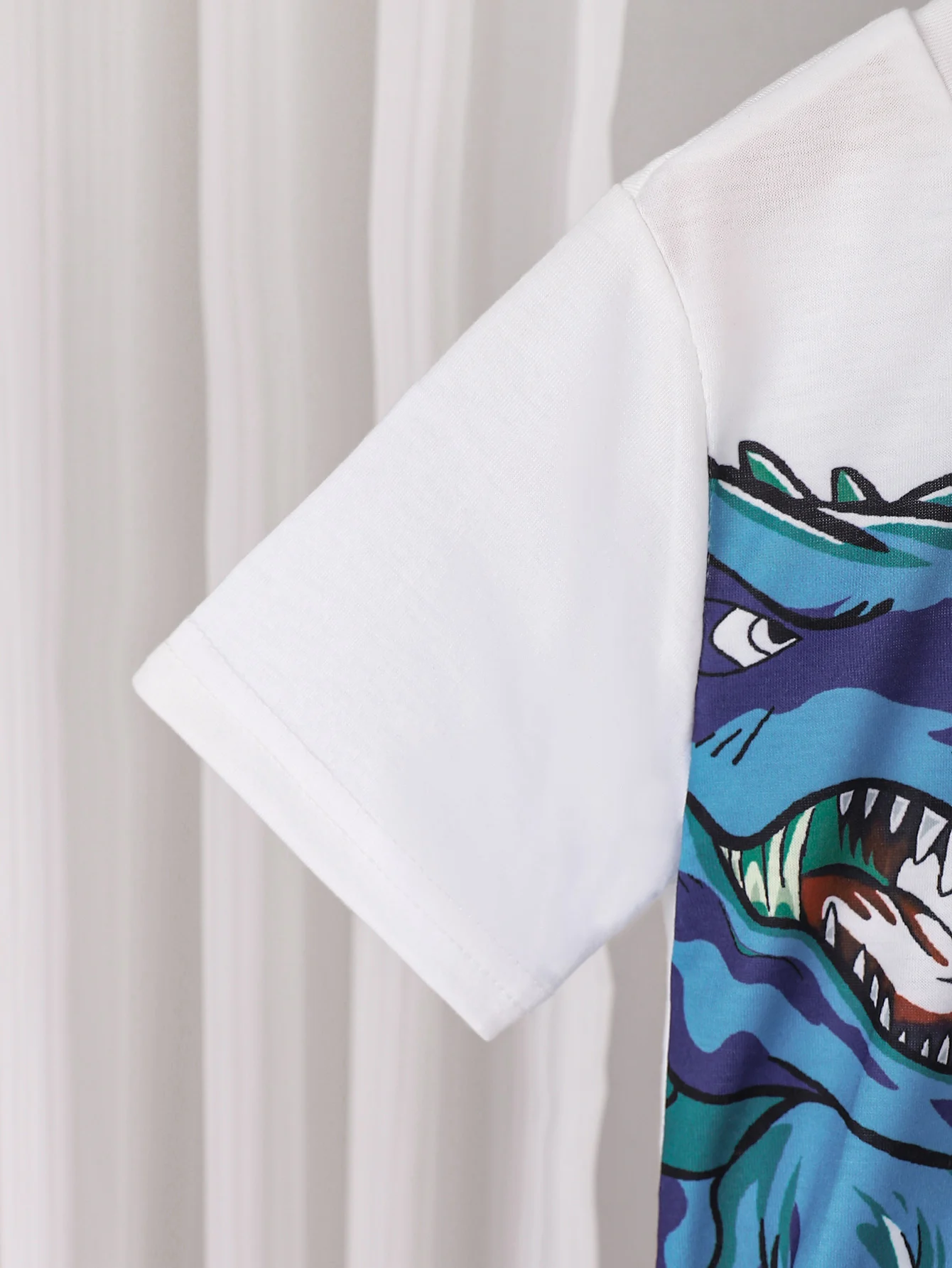 Summer  4-7  Years  Old  Cool  Boys  Dinosaur Print  Short-Sleeved Top  And  Pants Casual  2-Piece  Set