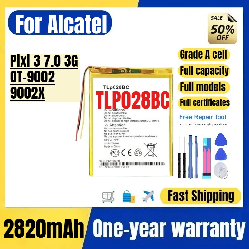

Аккумулятор TLP028BC для Alcatel Pixi 3 7.0 3G/OT-9002/9002X, высококачественная замена, класс А, с инструментами