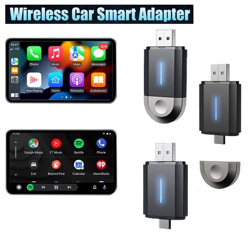 

2024 NEW Wireless CarPlay Android Auto Wireless Adapter Smart Mini Box Plug And Play WiFi Fast Connect For Car OEM Wired