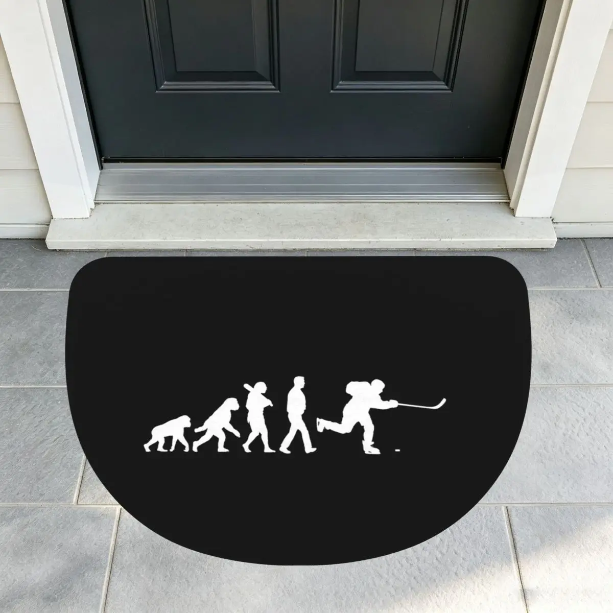 Evolution Hockey Soft Flannel Half Round Doormat Non Slip Bathroom Mat Absorbent Floor Carpet for Living Room