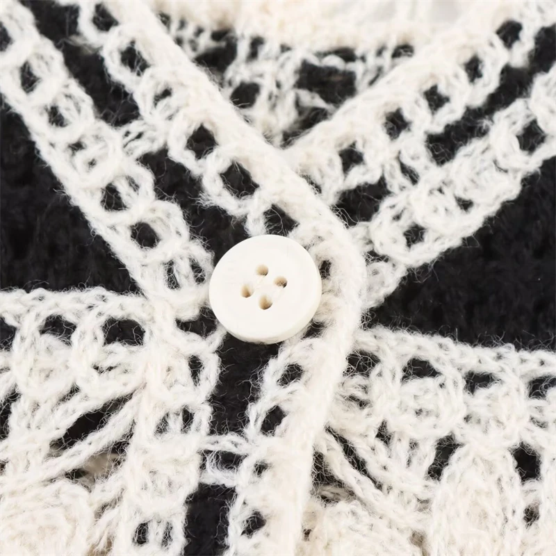 KEYANKETIAN, новый летний женский клетчатый контрастный цвет, ажурный вязаный жилет, жилет, праздничный однобортный однобортный камзол с v-образным вырезом