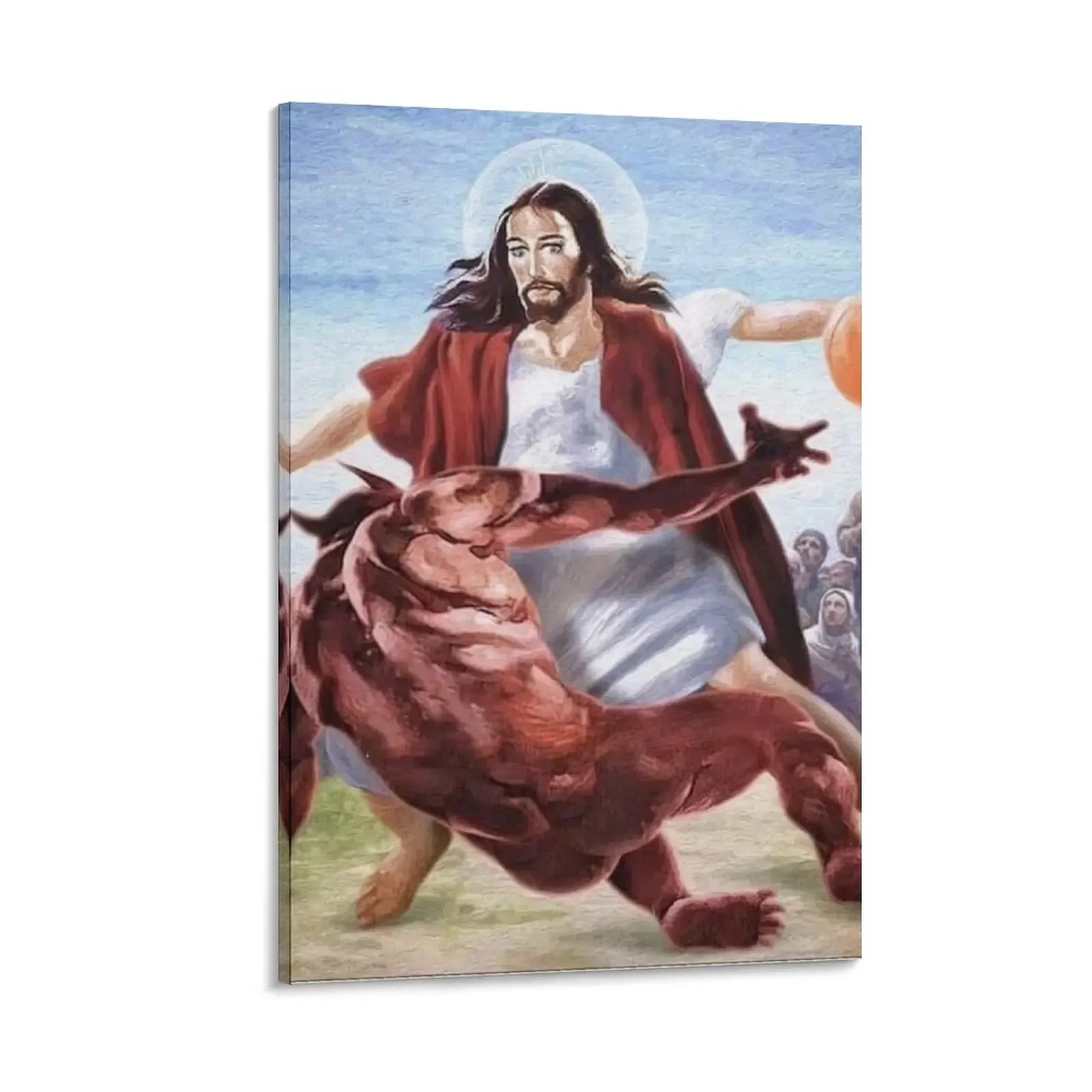 

Jesus vs Satan in Basketball Canvas Painting Paintings for bedroom Decoration wall Paintings on canvas for living room