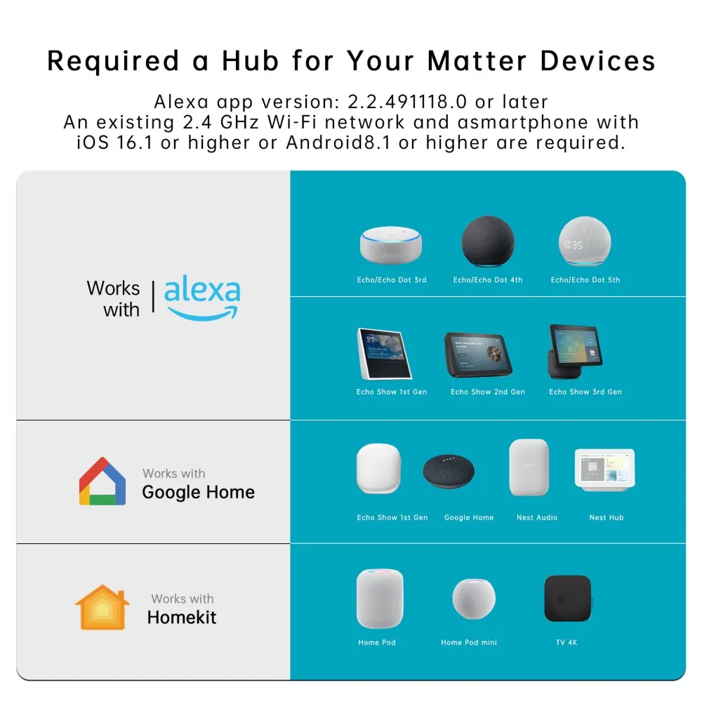 Matter WiFi Smart Socket 16/20A EU Home Appliance Outlet Mini Smart Plug Adapter APP Control Works with HomeKit Alexa Google image 2