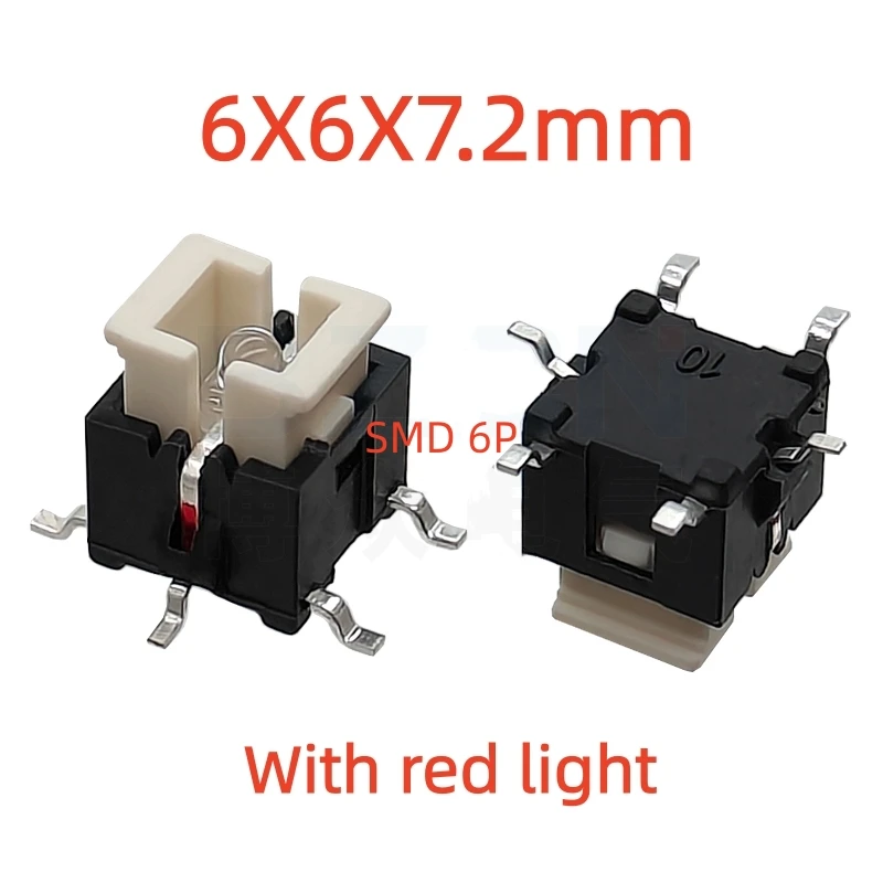 

10PCS Tact Switch With Red LED SMT Type Red Color Connector Buttons Switch 6*6*7.2H