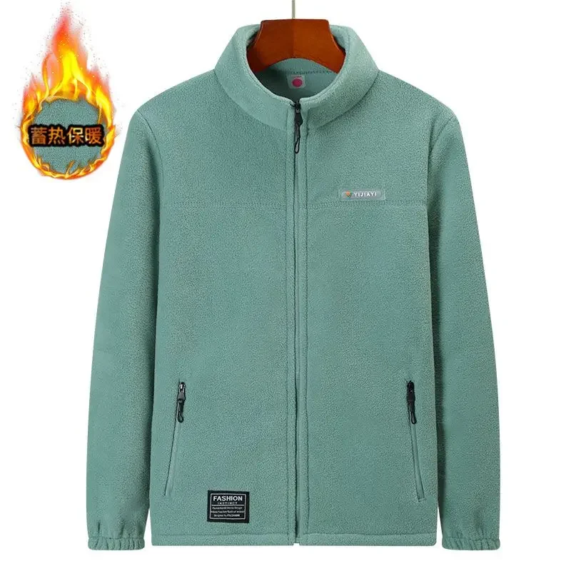 Dámský kardigan, svetr, plyšový, zesílený, stojáček, chladuvzdorný, teplý, oboustranný, polar fleece, volné kapsy na zip - náhled 4