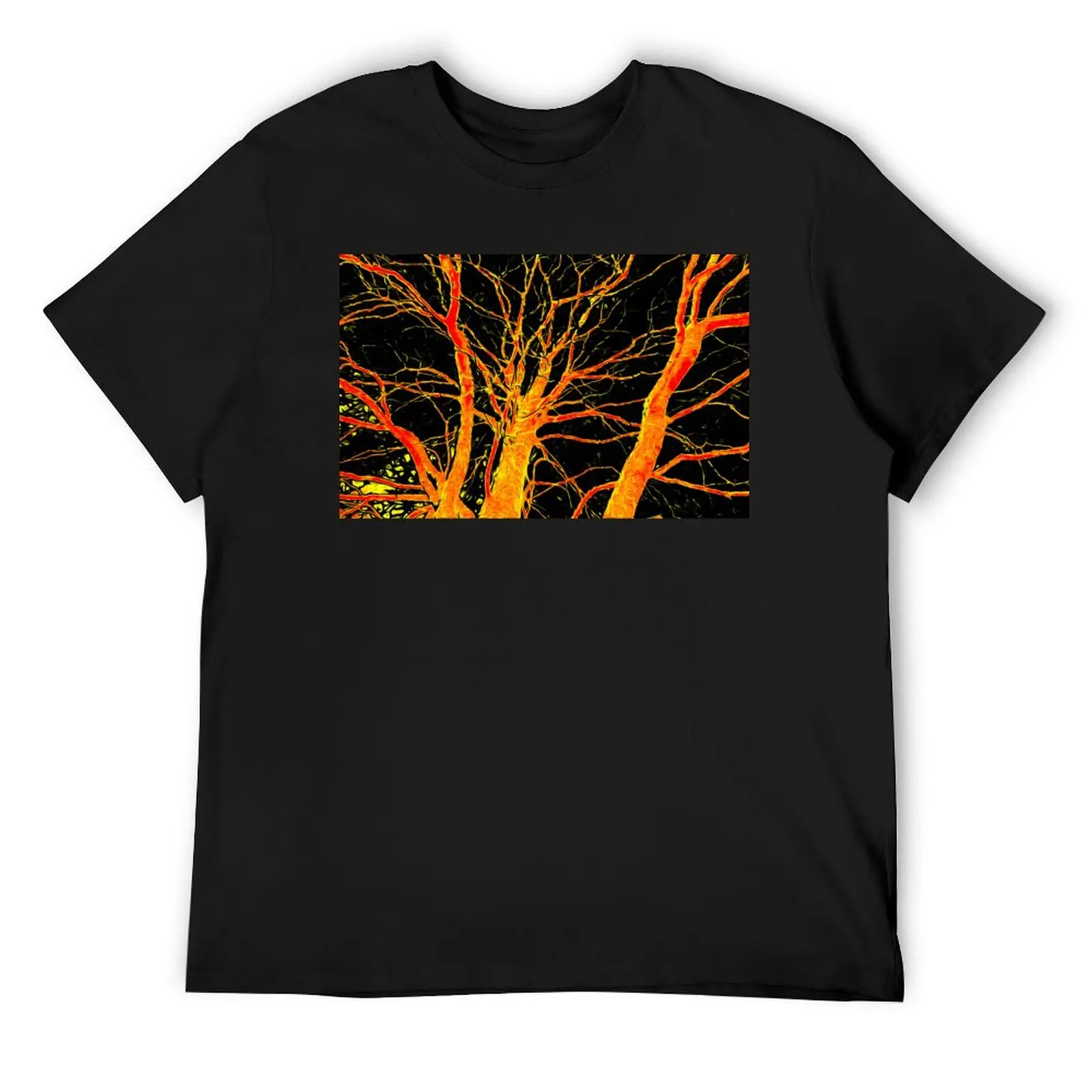 

Fiery Swirl Tree T-Shirt oversized t shirt anime clothes summer shirt tees plain white t shirts men