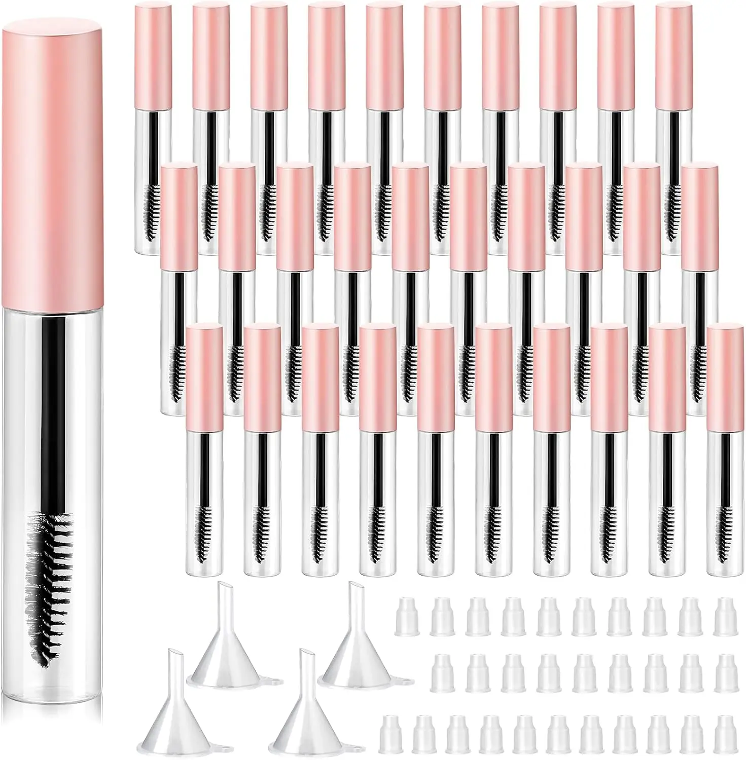 5ml/10ml Leere Mascara-Tuben mit Bürstenaufsatz, Nachfüllbare Wimperncreme-Behälter mit Trichtern für Rizinusöl DIY Kosmetik