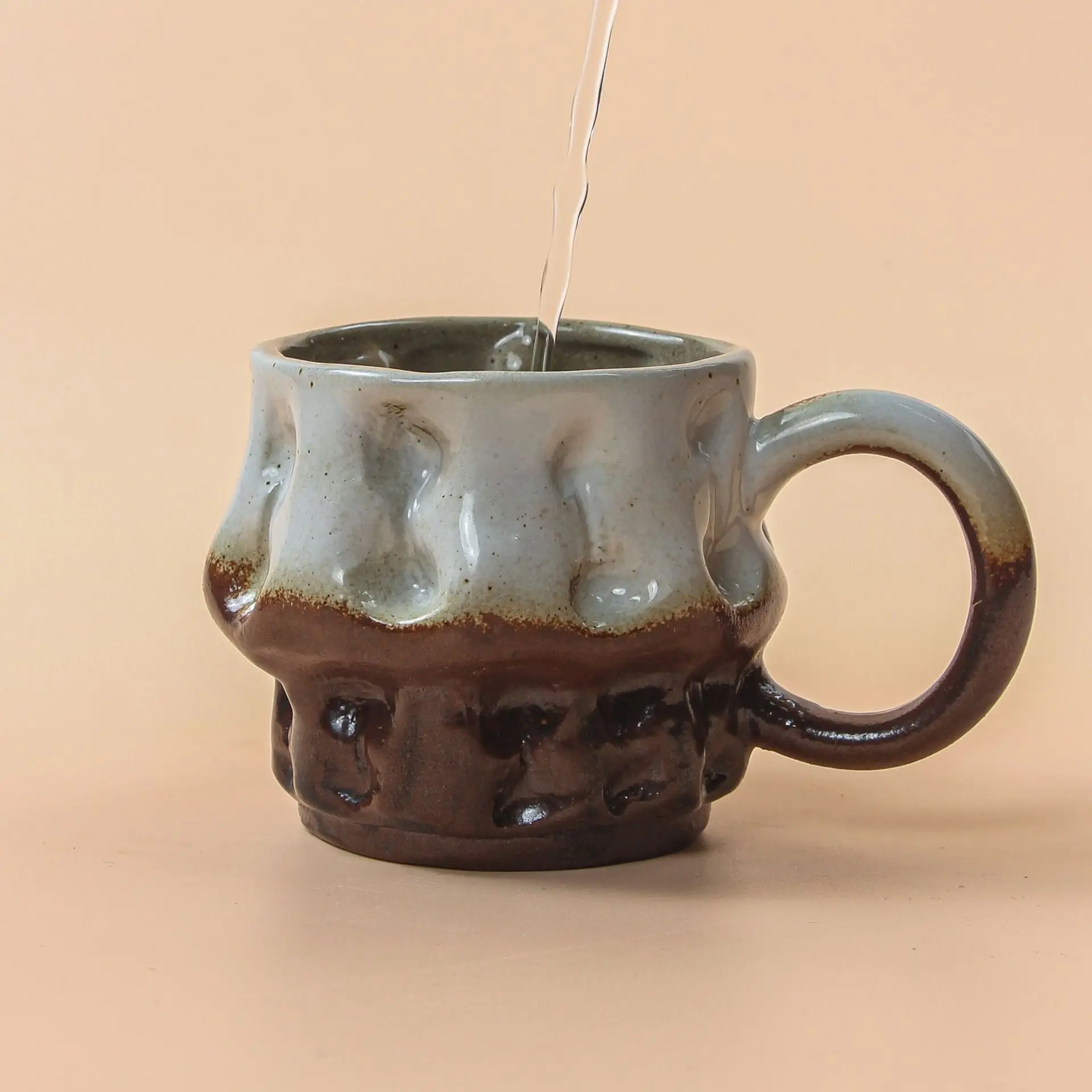 210ml Kiln Transformation Ceramic Coffee Mug Vintage Color Blocking Style Creative Design Gift Office Water Cup Home Party Use