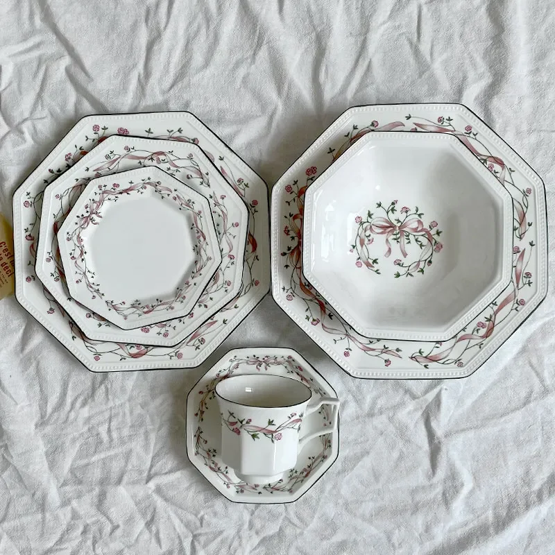 Export Classic European Star Anise Streamer Series Steak Plate Salad Bowl Coffee Cup Plate Tableware